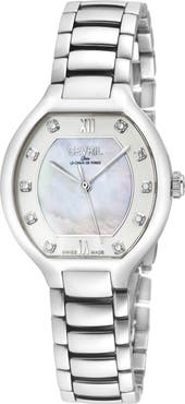 GEVRIL Lugano Diamond Mother-of-Pearl Bracelet Watch