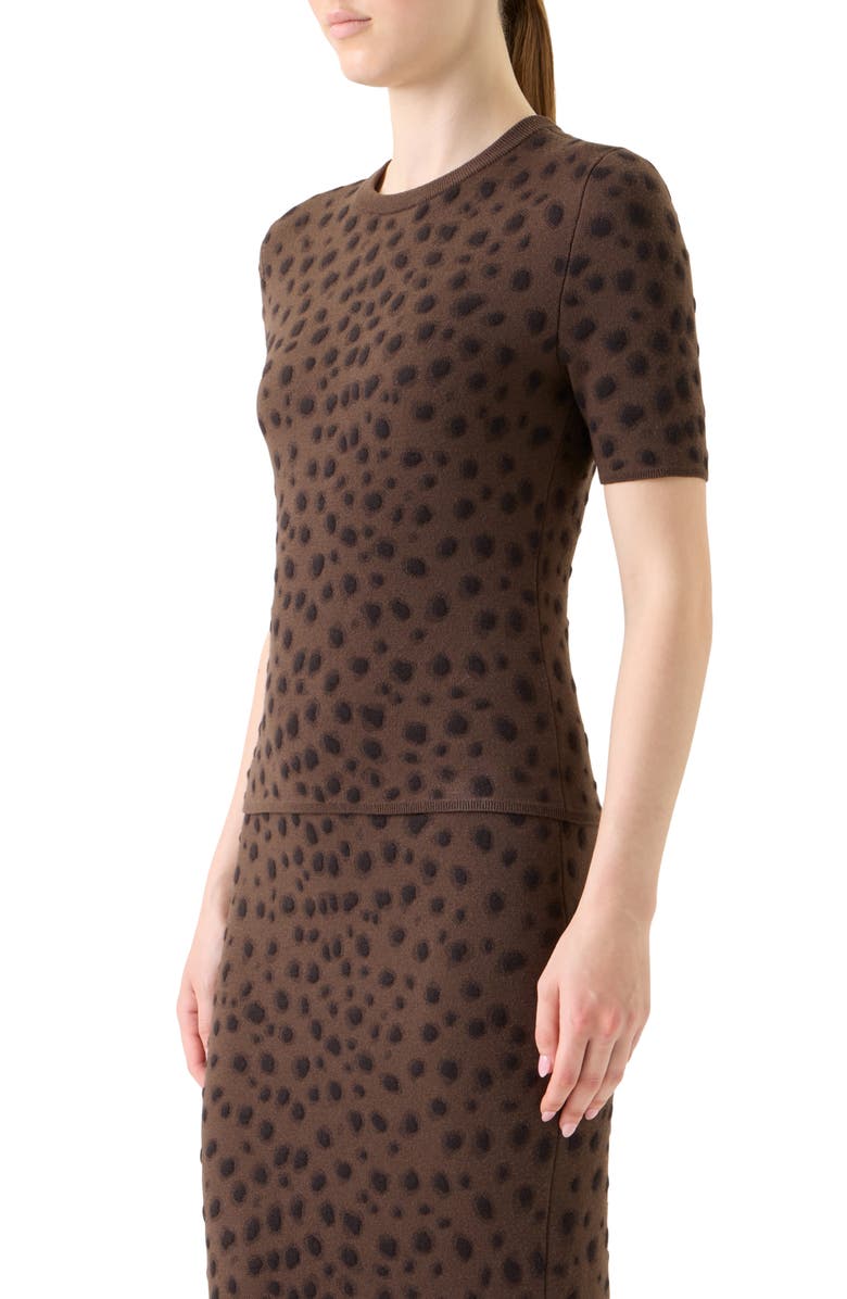 Akris punto Leopard Stretch Wool Sweater, Alternate, color, Hazel-Bark