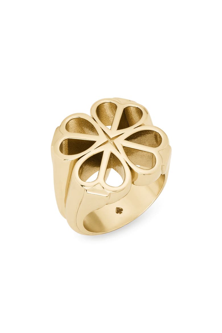 Spade Flower Lace Signet Ring, Main, color, GOLD