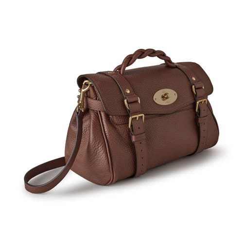 Mulberry 'alexa Heavy' Brown Top Handle Bag With Twist-lock Closure In Bright Oak