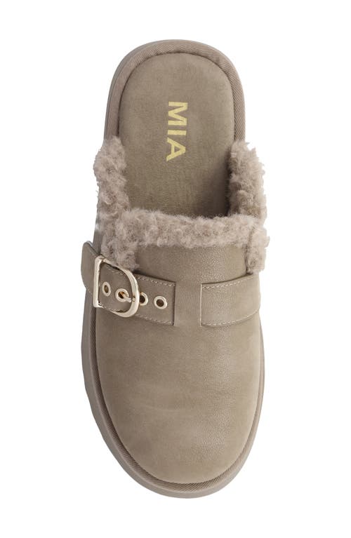 Mia Sugary Faux Shearling Platform Mule In Brown