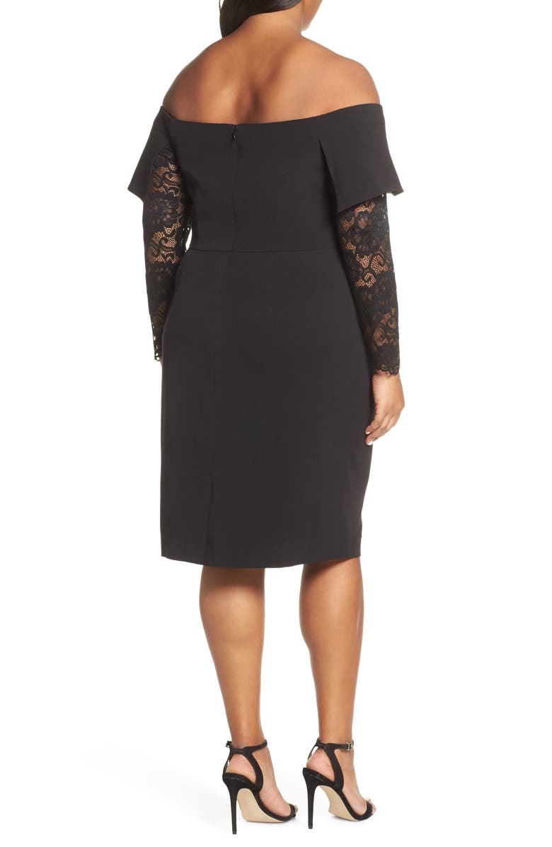 Vince Camuto Lace Sleeve Off the Shoulder Sheath Dress, Alternate, color,