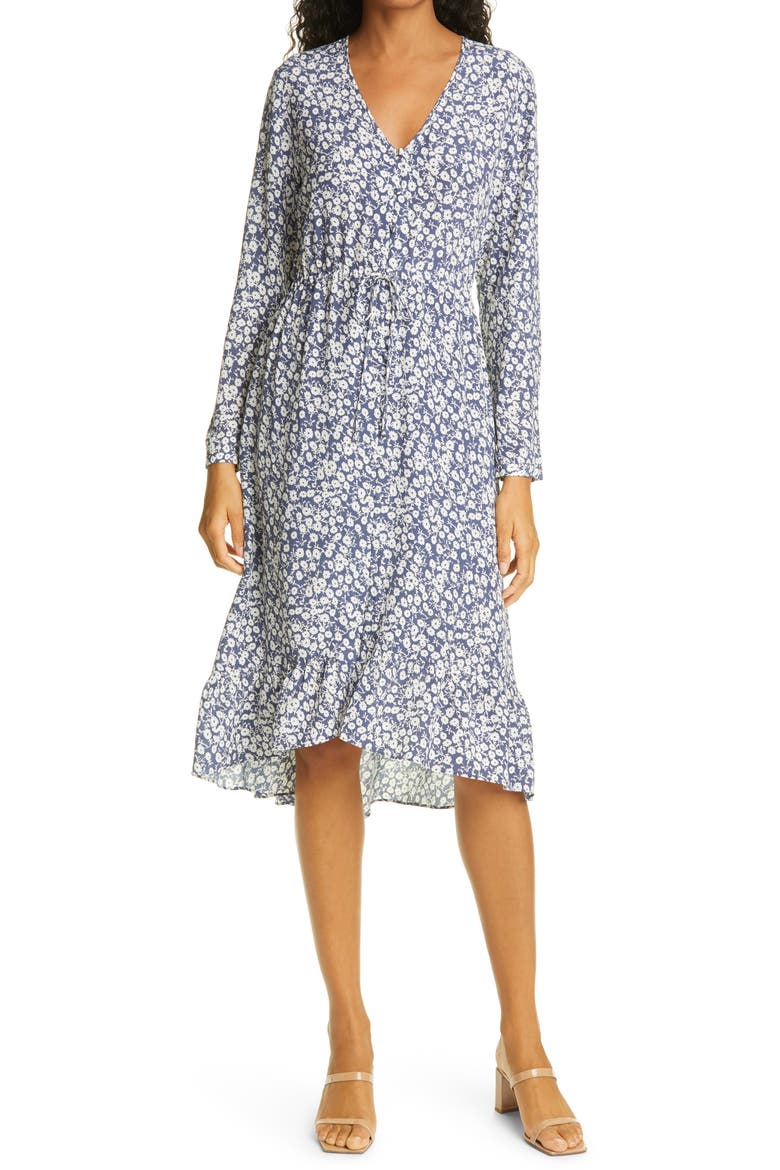 Jade Floral Long Sleeve Dress, Main, color, NAVY CAMELLIA