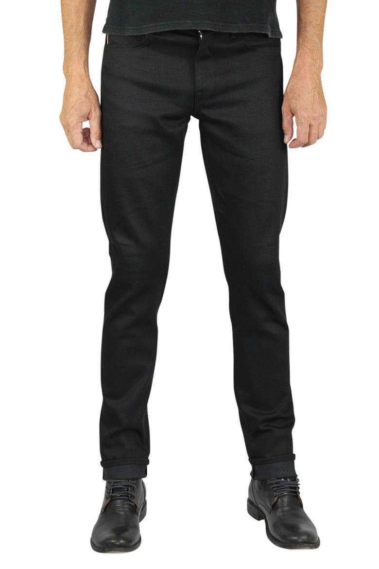 The Pen Slim 14-Ounce Stretch Selvedge Jeans, Main, color, BLACK RAW
