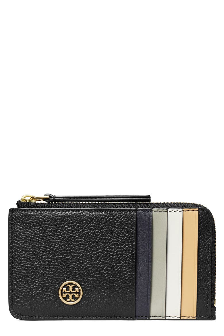 Robinson Pebble Leather Card Case, Main, color, BLACK