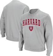 COLOSSEUM Men's Colosseum Gray Harvard Crimson Team Arch & Logo Tackle Twill Pullover Sweatshirt