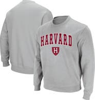 COLOSSEUM Men's Colosseum Gray Harvard Crimson Team Arch & Logo Tackle Twill Pullover Sweatshirt