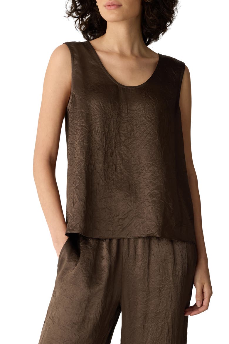 Crinkled Satin Shell, Main, color, HAZELWOOD