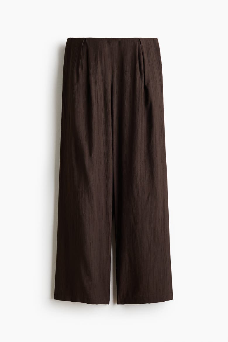 Crinkled Viscose-blend Trousers, Main, color, Dark brown