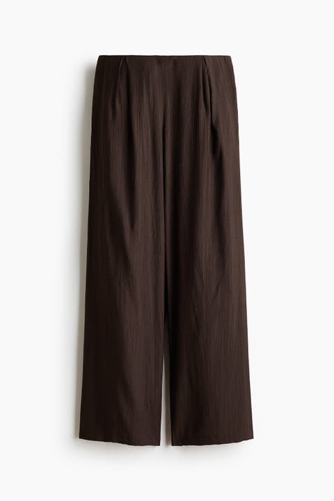 Crinkled Viscose-blend Trousers