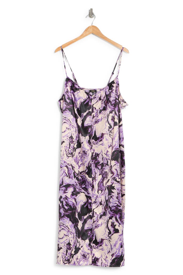 Katica Satin Midi Dress, Alternate, color, LILAC MARBLE