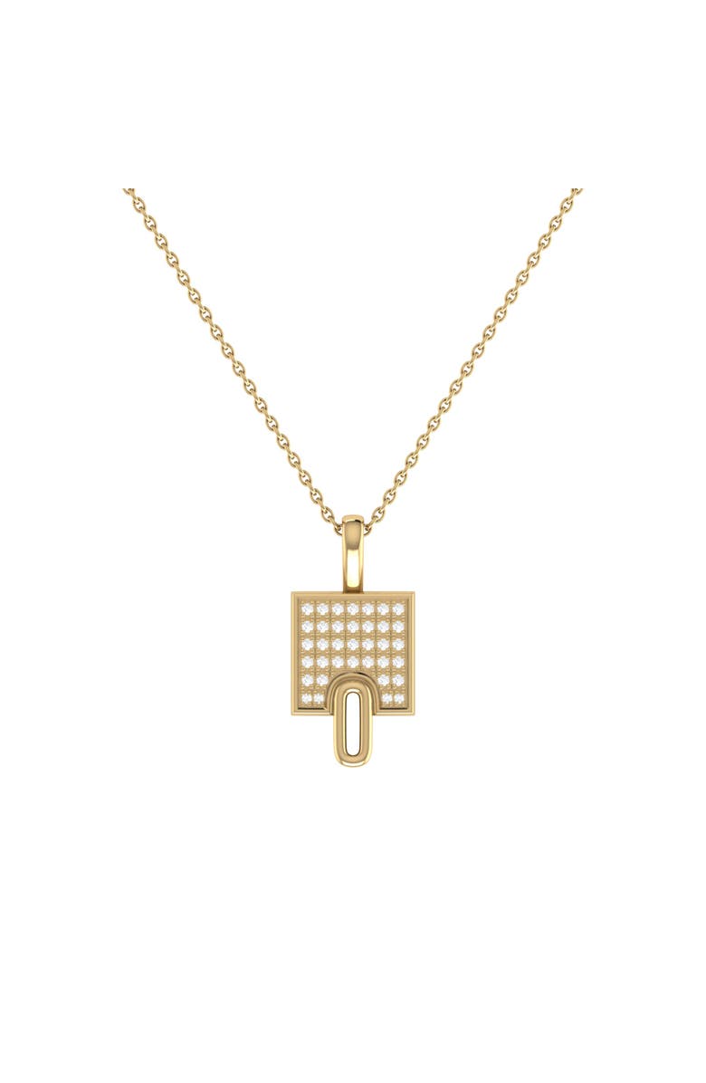 LuvMyJewelry Sidewalk Square Sterling Silver Diamond Chain Pendant, Main, color, 14Kt Gold Vermeil On Sterling