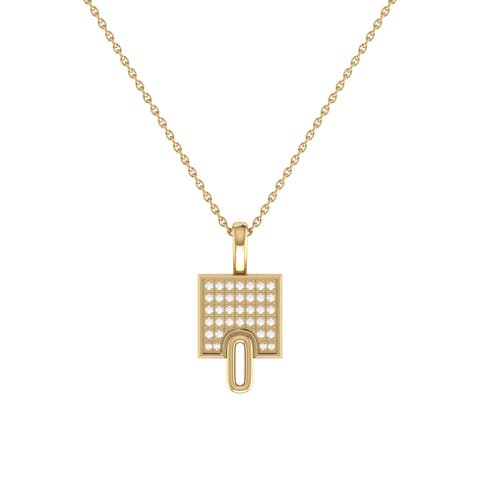 Sidewalk Square Sterling Silver Diamond Chain Pendant