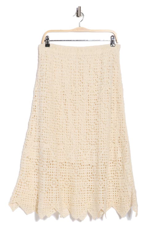 Floral Open Stitch A-Line Midi Skirt