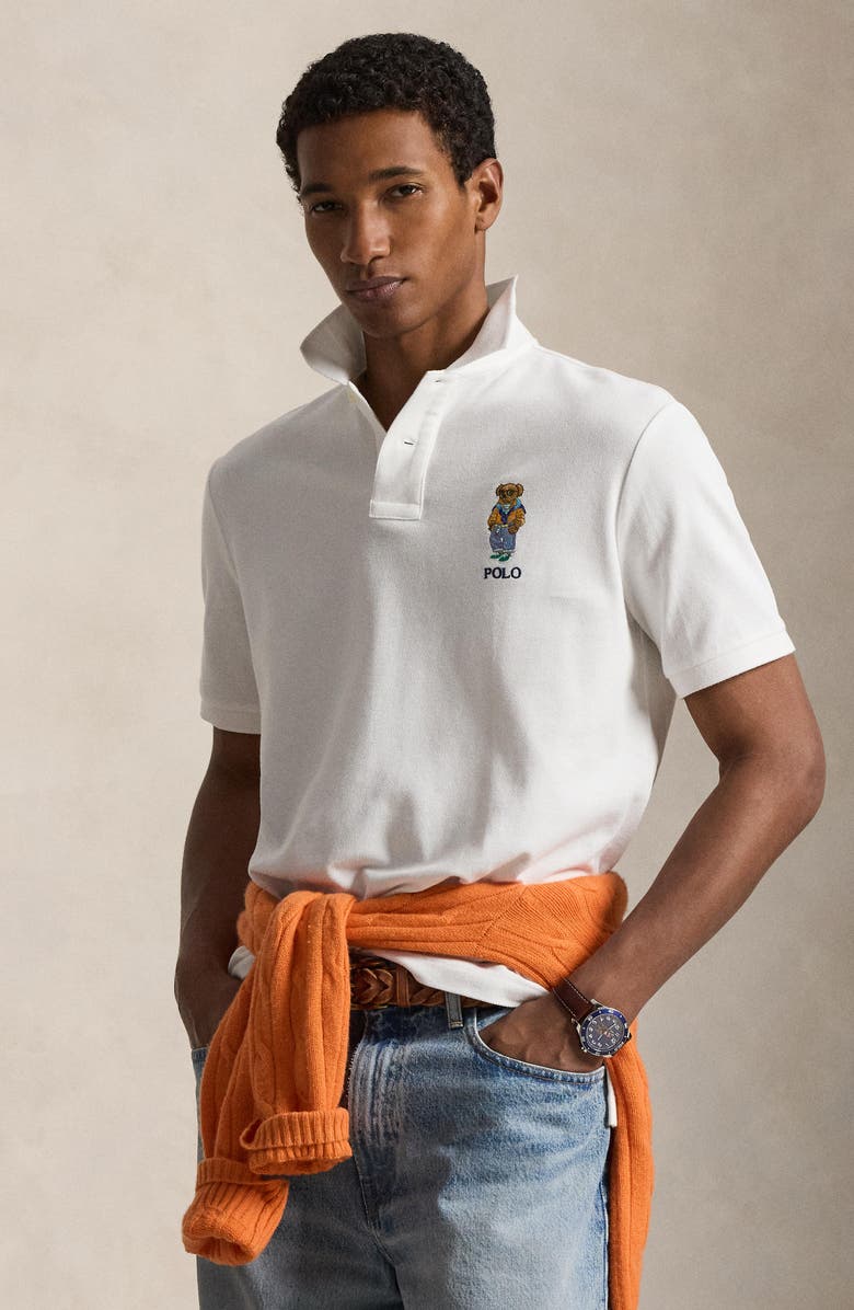 Polo Ralph Lauren Classic Fit Polo Bear Cotton Piqué Polo, Alternate, color, White- Summer Bear