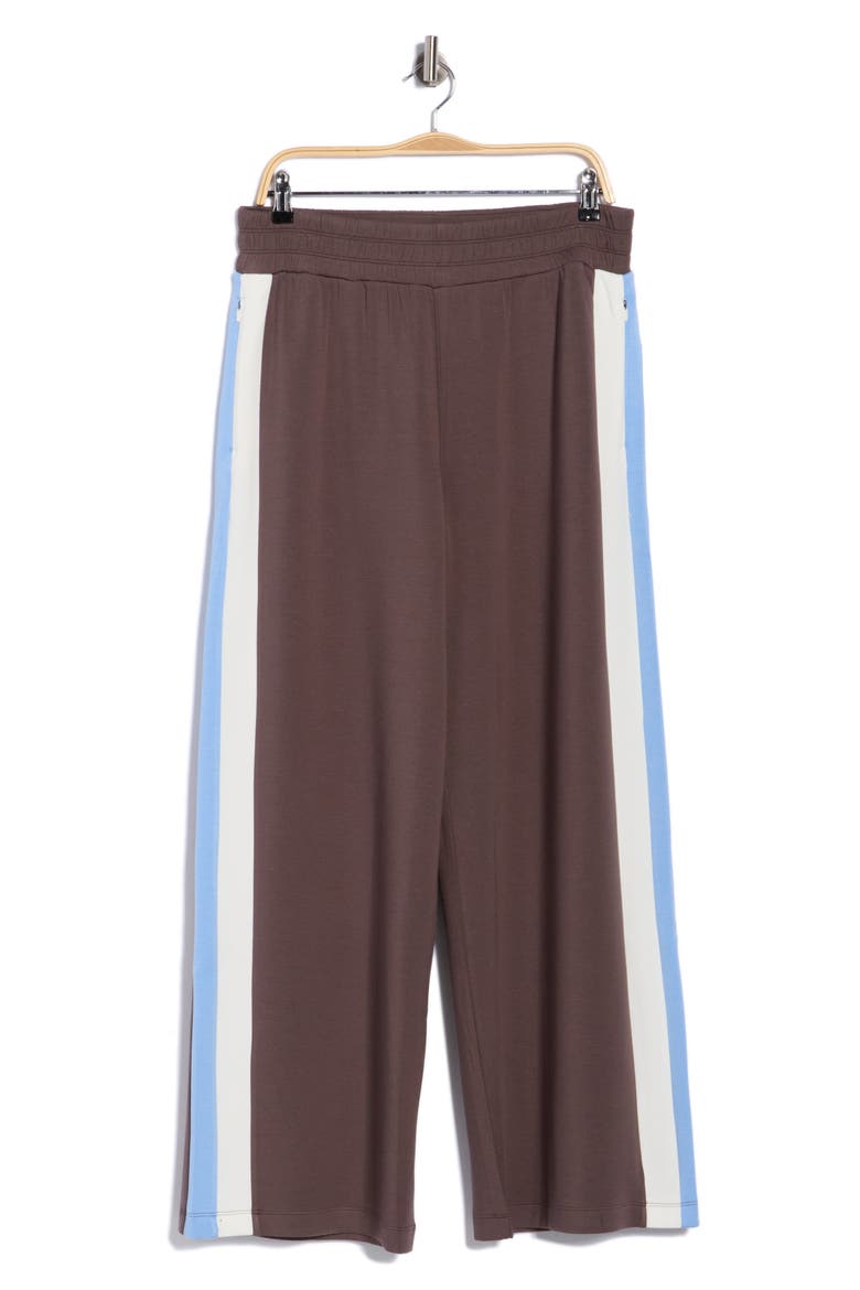 Colorblock Wide Leg Track Pants, Main, color, DARK CACAO