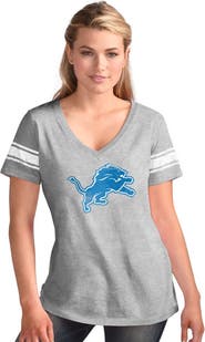 G-III 4HER BY CARL BANKS Women's G-III 4Her by Carl Banks Heather Gray Detroit Lions First Pick Distressed V-Neck T-Shirt