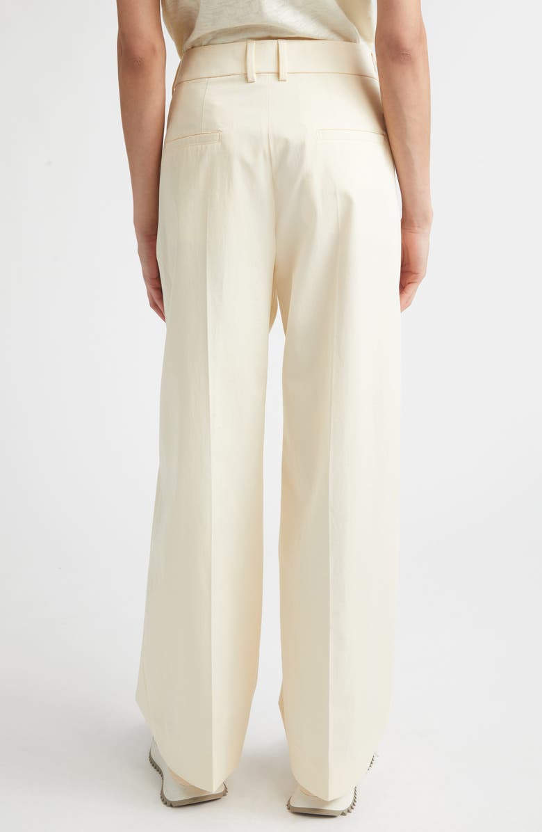 Moncler Cotton Gabardine Wide Leg Pants, Alternate, color, White