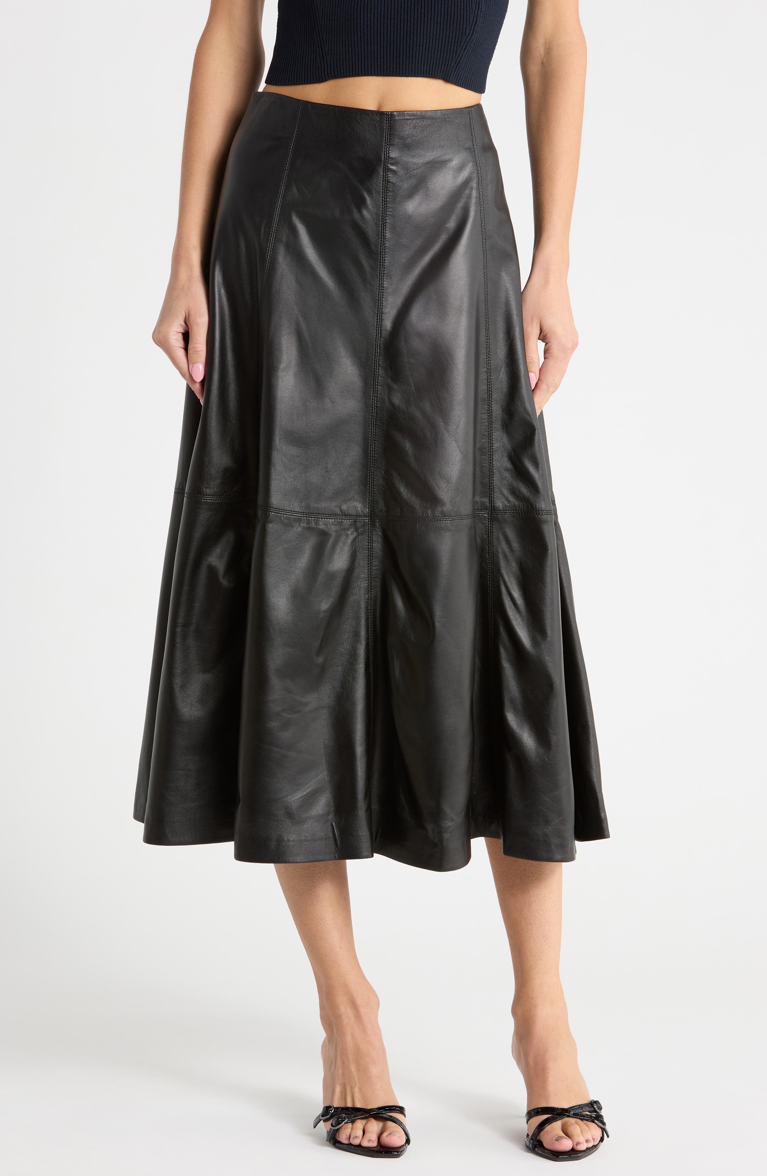 Ryma Leather Midi Skirt