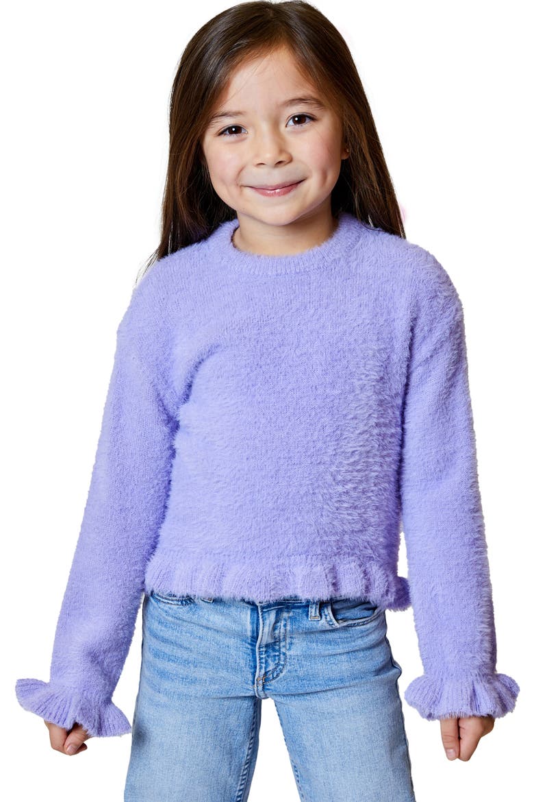 Kids' Ruffle Trim Sweater, Main, color, PURPLE HAZE