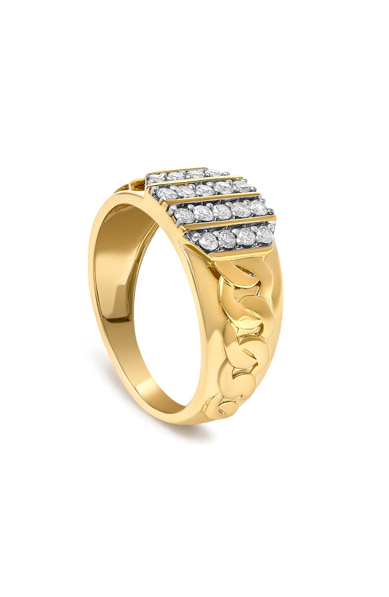 Haus of Brilliance Men's 14K Yellow Gold Plated Sterling Silver Diamond 1/2 Cttw Cuban-Link Band Ring, Alternate, color, Yellow Gold Over Silver