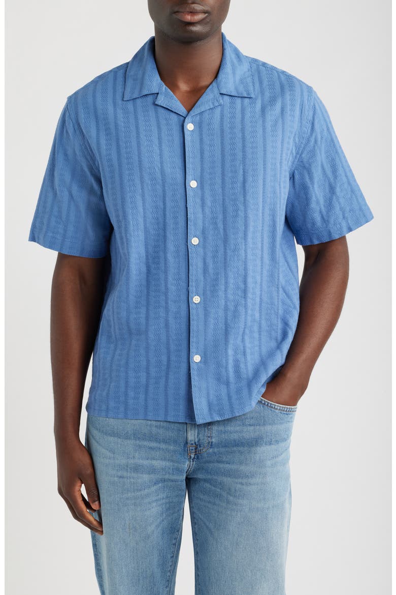Didcot Tonal Dobby Stripe Camp Shirt, Main, color, MID BLUE