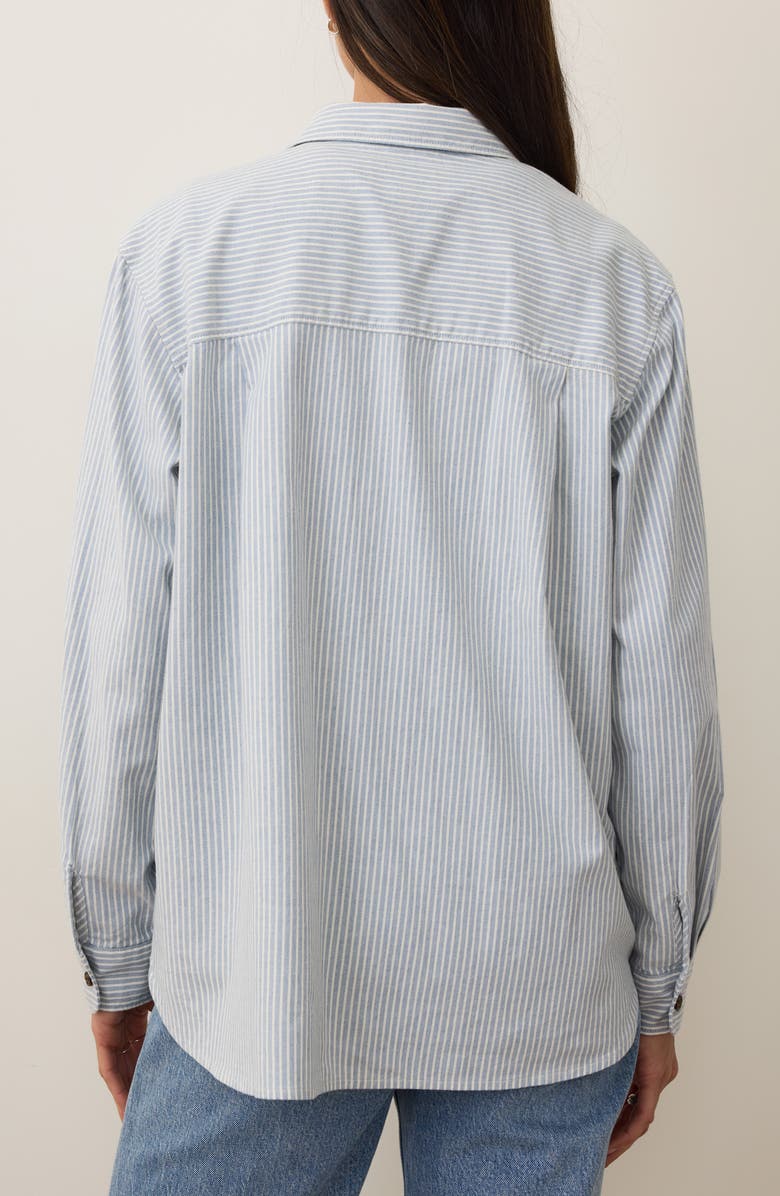 Marine Layer Jane California Relaxed Stripe Button-Up Shirt, Alternate, color, Blue Stripe