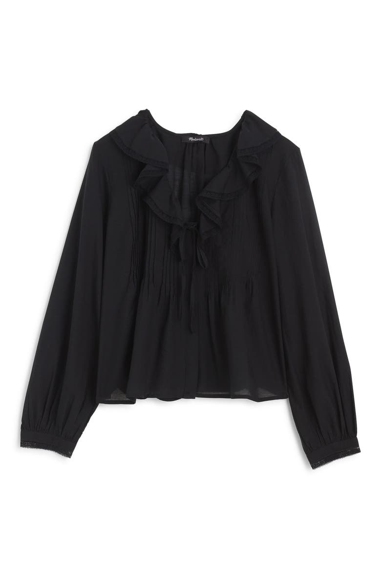 The Georgina Long Sleeve Voile Top, Alternate, color, JET BLACK