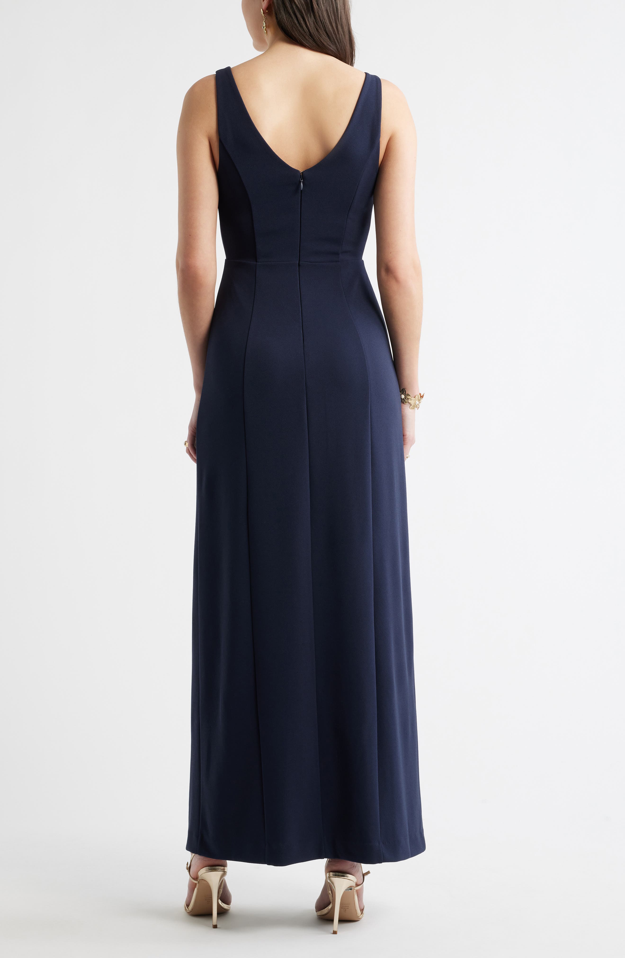 Seamed Cotton Blend Sheath Gown - image 2