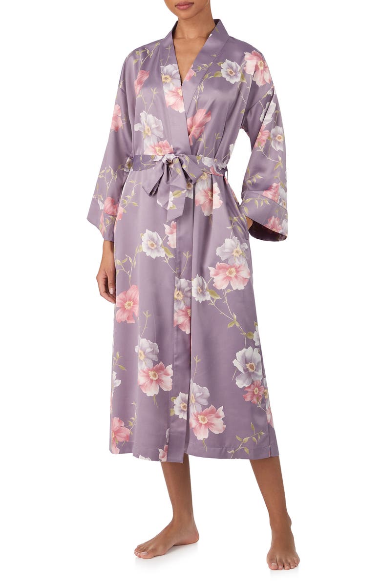 Lauren Ralph Lauren Floral Satin Robe, Alternate, color, Orchid Print