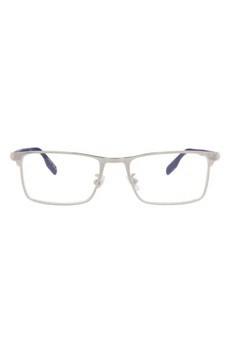 Montblanc 54mm Square Optical Glasses, Main, color, Silver Blue Transparent