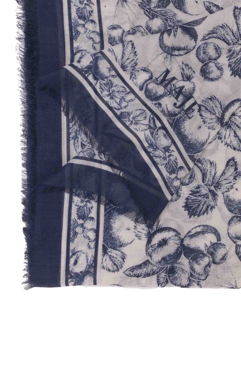 maje Fruit print shawl, Alternate, color, Blue Fruits Print