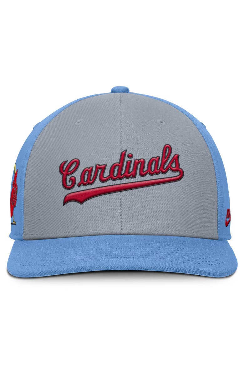 Nike Men's Nike Gray/Light Blue St. Louis Cardinals Pro Performance Snapback Hat, Alternate, color, Gray