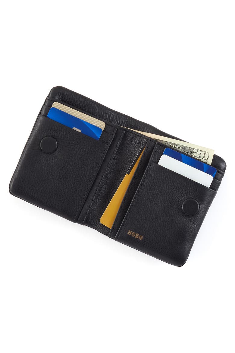 Mini Lumen Leather Bifold Wallet, Alternate, color, BLACK
