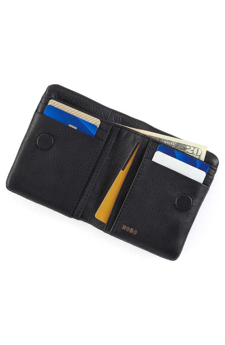 HOBO Mini Lumen Leather Bifold Wallet, Alternate, color, Black