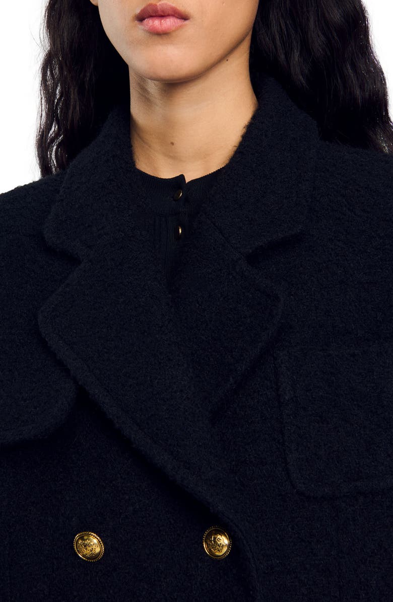 SANDRO Long double-breasted coat, Alternate, color, 