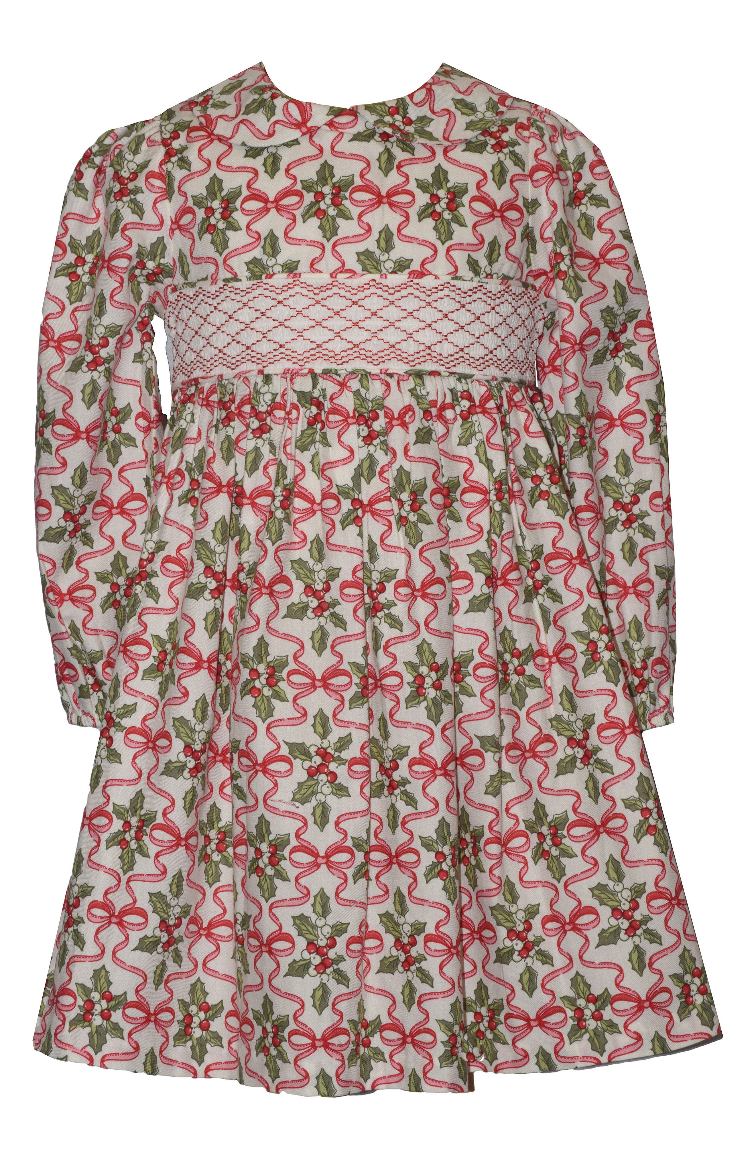 Iris & Ivy Kids' Holly Long Sleeve Smocked Cotton Party Dress in Ivory 