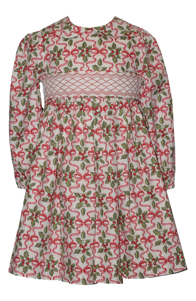 Iris & Ivy Kids' Holly Long Sleeve Smocked Cotton Party Dress, Main, color, Ivory