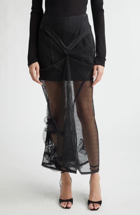 Basque Detail Mesh Skirt