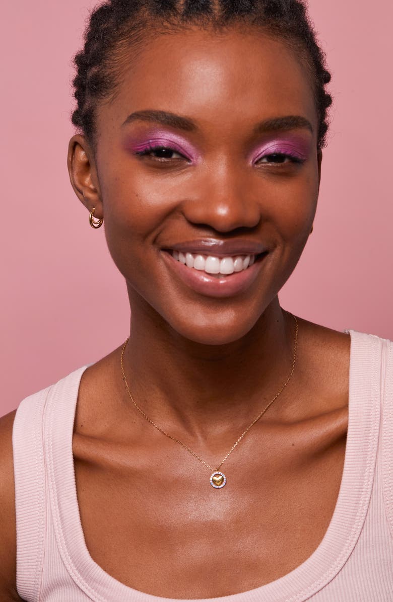 Estella Bartlett Cubic Zirconia Heart Pendant Nec klace, Alternate, color, Gold