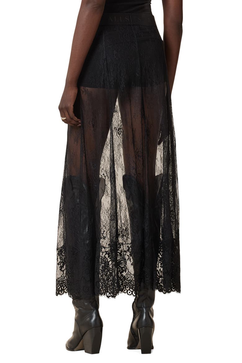Arran Sheer Lace Maxi Skirt, Alternate, color, BLACK