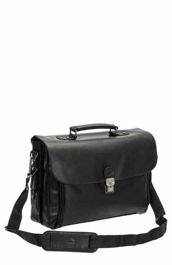 Mancini Double Compartment Flap Leather Briefcase