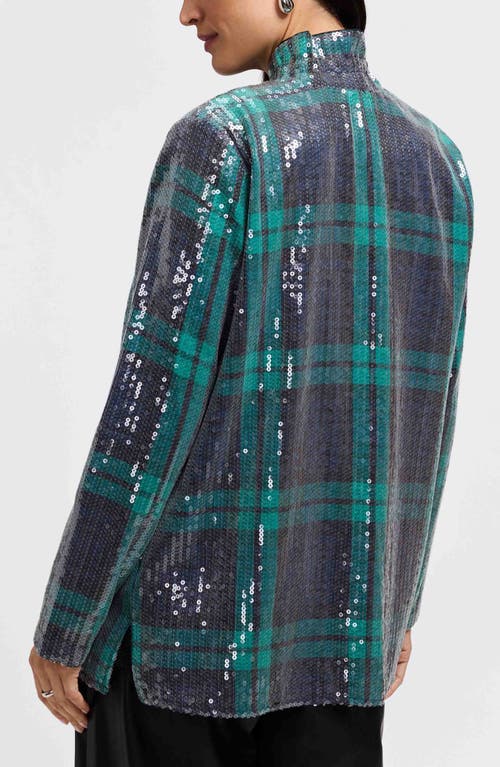 Foxcroft Carolina Plaid Sequin Shirt Jacket In Multi
