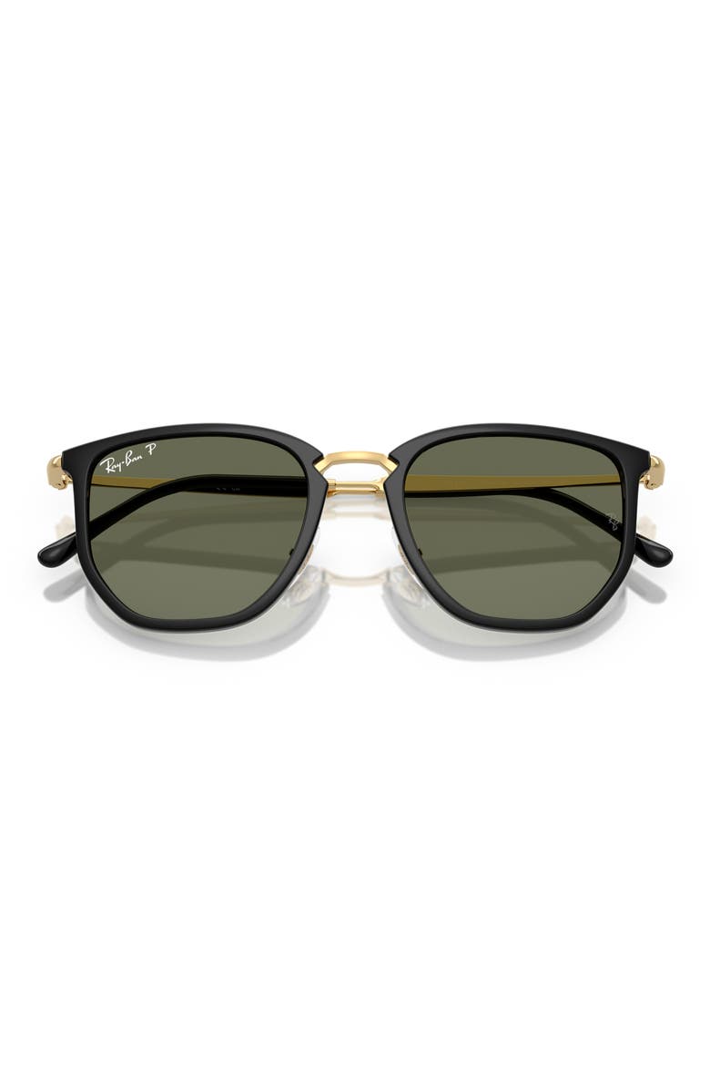 50mm Small Polarized Irregular Sunglasses, Alternate, color, BLACK / POLAR GREEN