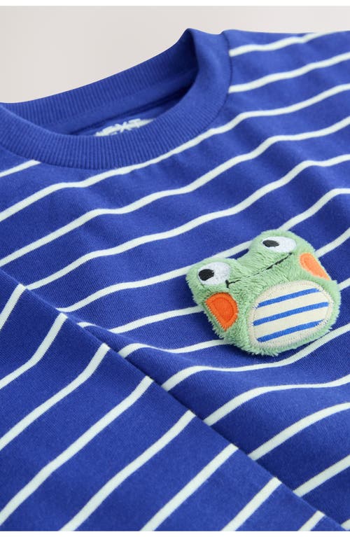 Next Kids' Stripe Frog Cotton T-shirt In Blue