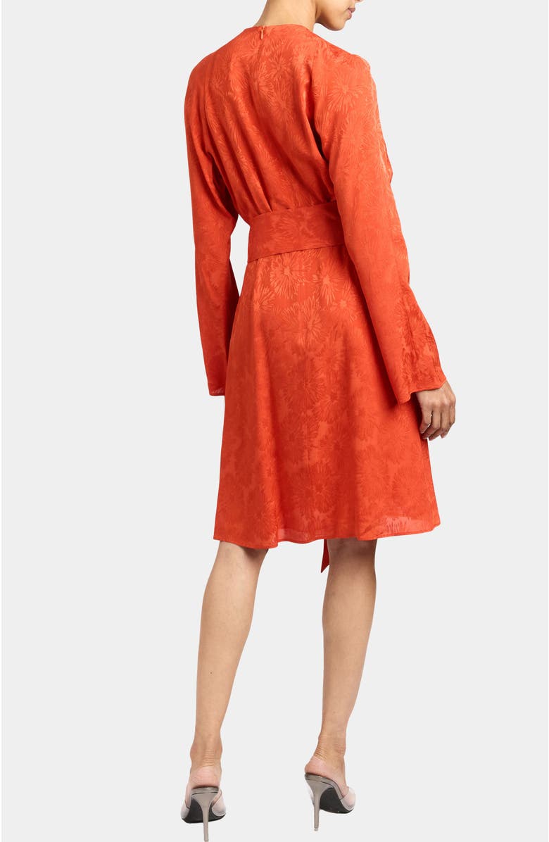 Santorelli Kayden Long Sleeve Faux Wrap Fit and Flare Dress, Alternate, color, Sedona Orange