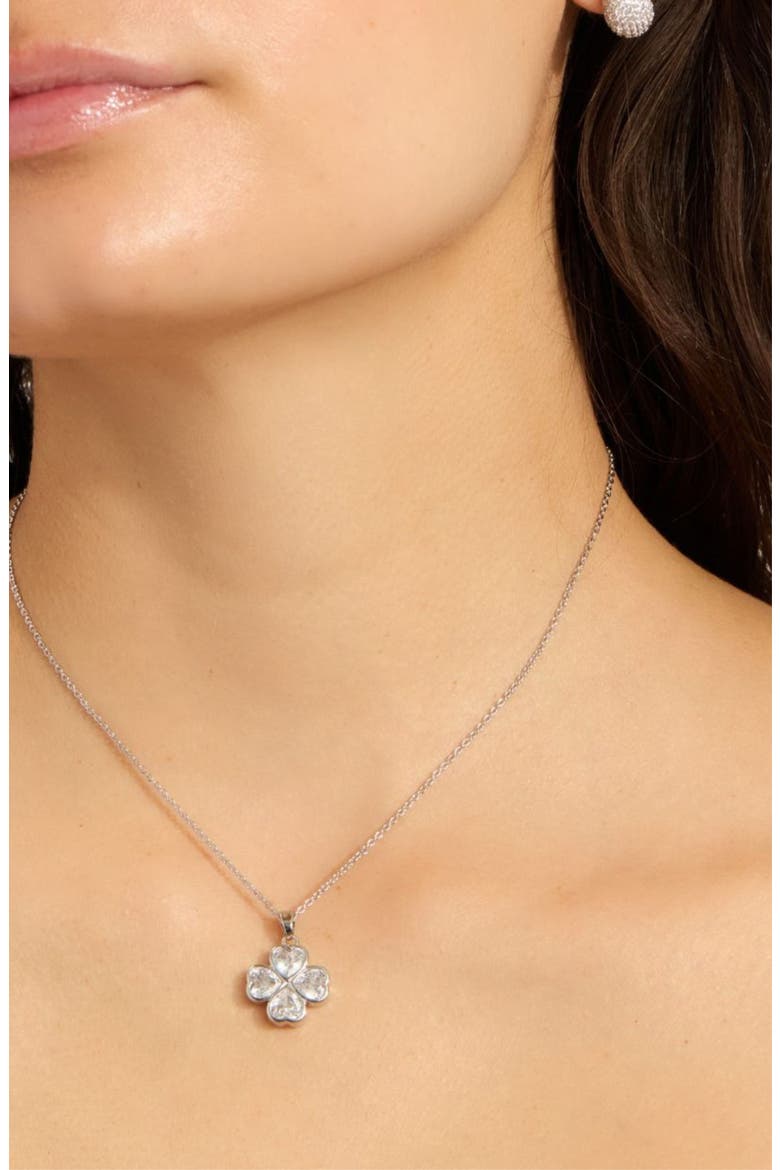 Set of 2 Clover & Nail Pendant Necklaces, Alternate, color, SILVER