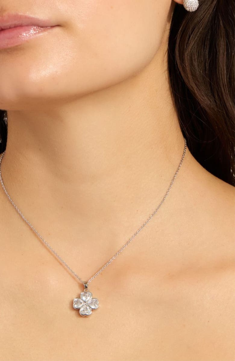 Adornia Set of 2 Clover & Nail Pendant Necklaces, Alternate, color, Silver