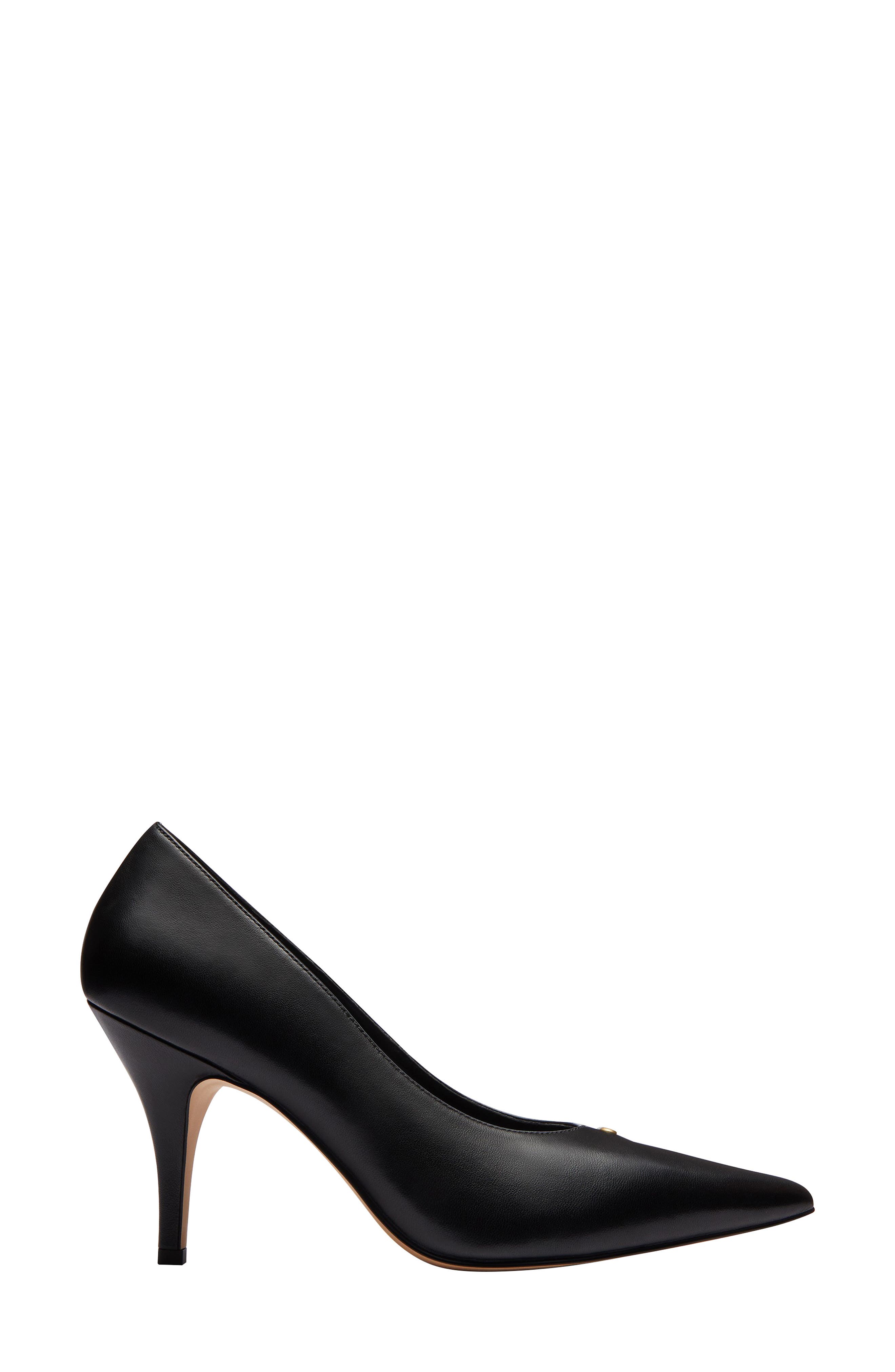 Daisy Pointed Toe Pump, Alternate, color, BLACK