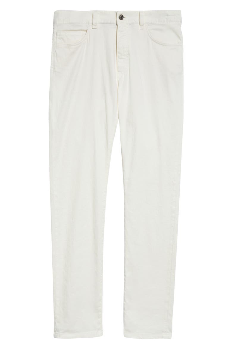 Garment Dyed Stretch Linen & Cotton Slim Fit Jeans, Alternate, color, WHITE